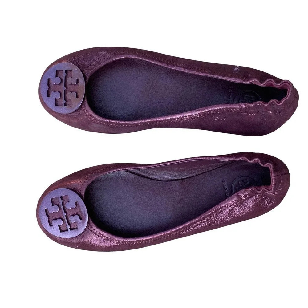 Tory Ballerina Flats Maroon Burgundy Casual Leather US 6.5 M Slip-on Boho - Picture 10 of 11